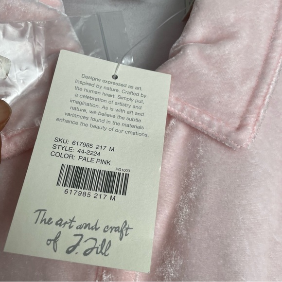 J Jill Womens Pink Velvet Long Sleeve Shirt Size Med Square Button Up Collared - Picture 5 of 10